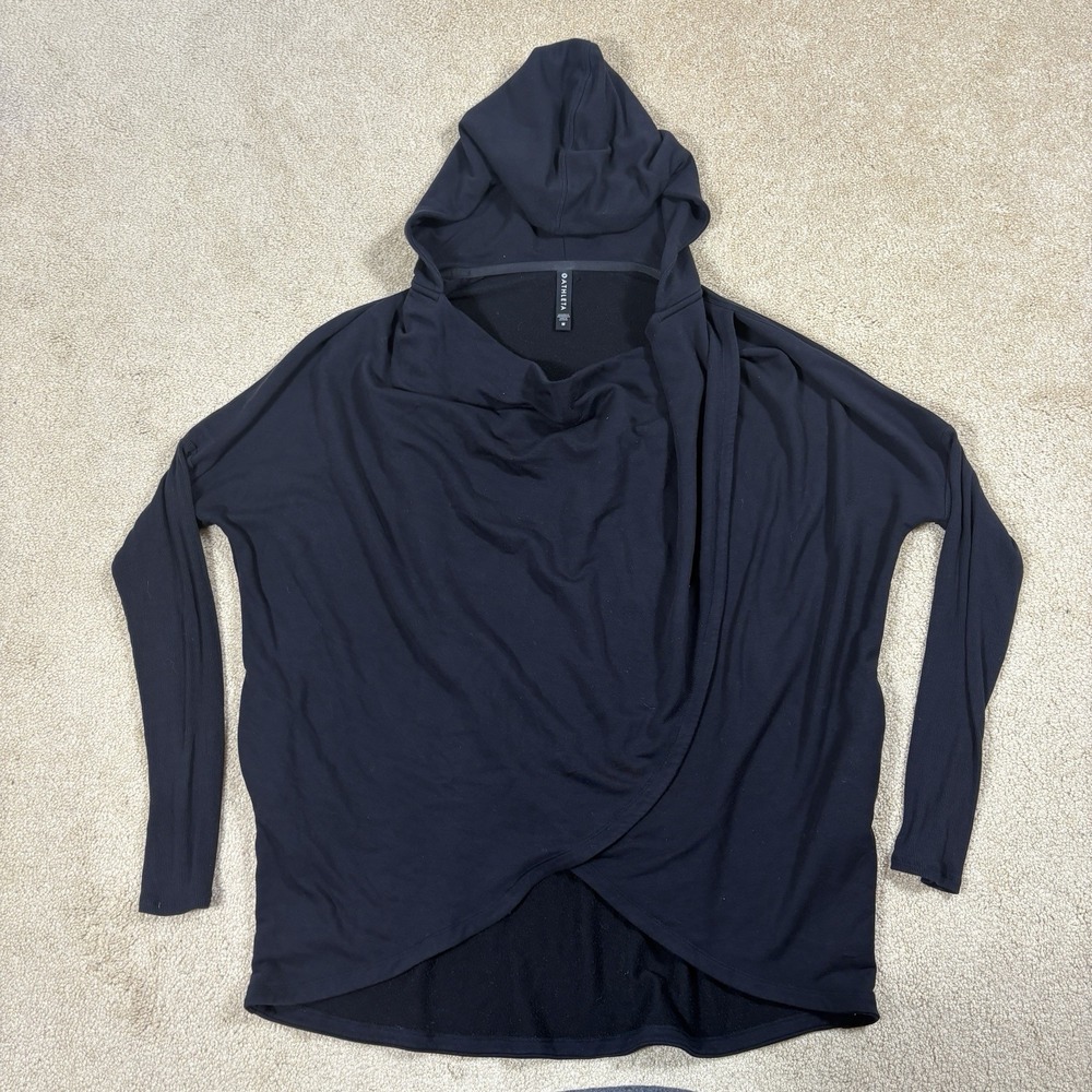 Athleta Pranayama Wrap Hoodie Women Size M Black Excellent Draped Modal Pullover